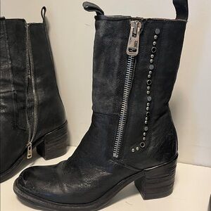 A.S.98 Black Ankle Boots with Side Zipper